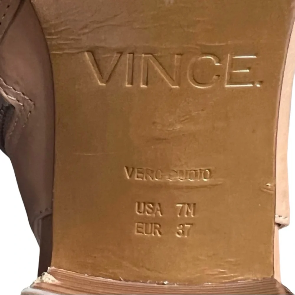 Vince JANE peep toe block heel ankle bootie  Size 7 Narrow 7N beige